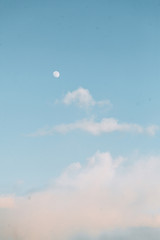 Uniform background for the screensaver. Blue gentle clouds at dawn.