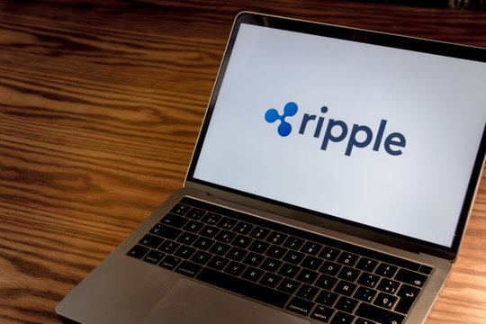 Ripple cripto currency logo on computer screen