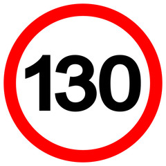 Speed Limit 130 Traffic Sign,Vector Illustration, Isolate On White Background Label. EPS10