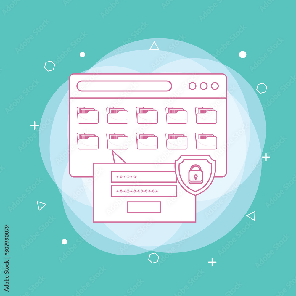 Poster secure account login flat vector illustration design. user interface login, account registration. co
