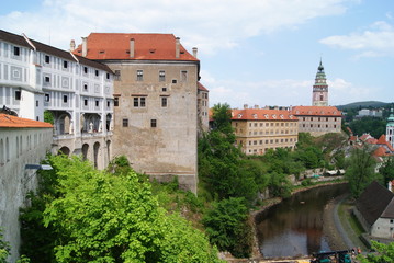 Obraz premium beautiful houses in the city of Prague near the river
