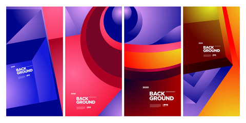 2020 Cover and Poster Design Template for Magazine. Trendy Abstract Colorful Geometric and Curve Vector Illustration Collage with Typography for Cover, book, social media story, and Page Layout.