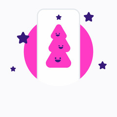 Christmas smartphone with tree