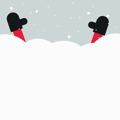 Man in snow hand gloves