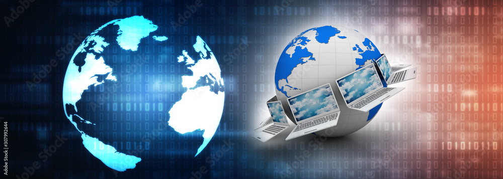 Poster 3d rendering technology computer network
