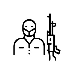 Black line icon for terrorism 
