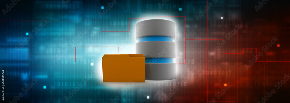 Poster 3d rendering Database storage data base