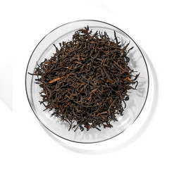 Black tea top view on white background