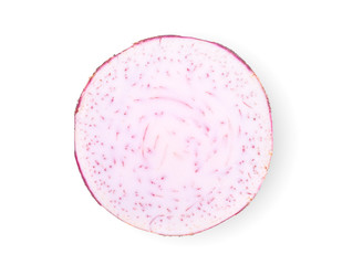 Taro sliced isolated on white background.