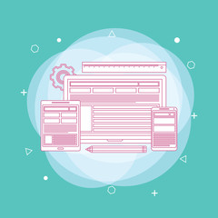 Responsive web design concept website development devices. Concept of line icon
