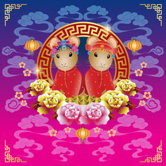Chinese New Year Background. Year of the Rat Banner. vector illustration
