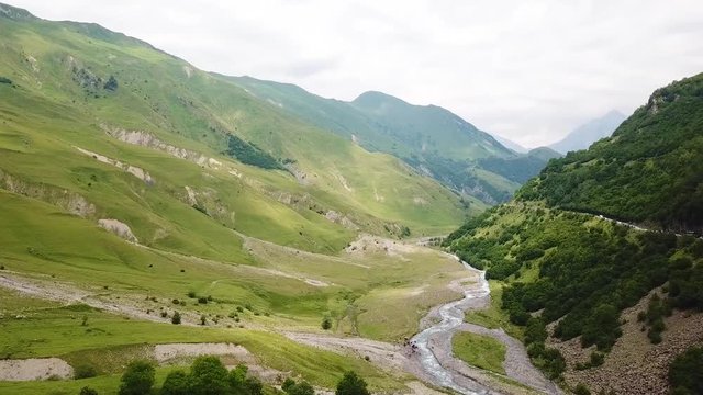 2019 - aerial of the countryside in the Republic of Georgia.