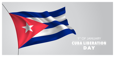 Cuba liberation day greeting card, banner, horizontal vector illustration