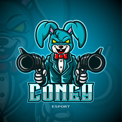 Rabbit mafia mascot esport logo design © REYYARTS