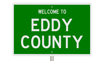 Rendering of a 3d green highway sign for Eddy County