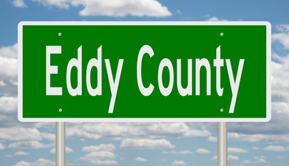 Rendering of a 3d green highway sign for Eddy County