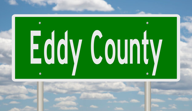 Rendering of a 3d green highway sign for Eddy County