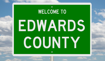 Rendering of a 3d green highway sign for Edwards County