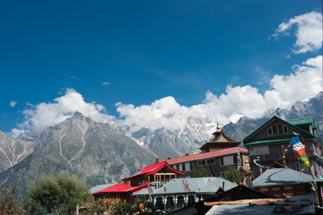 Kinnaur, India - Sep 07 2019- Kalpa village in Rekong Peo, Kinnaur County, Himachal Pradesh, India.