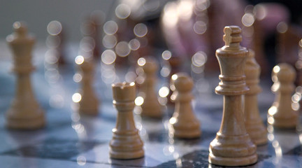 Backlit chess board with excellent bokeh