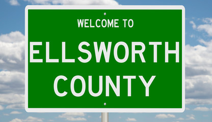 Rendering of a 3d green highway sign for Ellsworth County