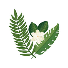 cute flower with branches and leafs isolated icon vector illustration design
