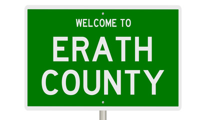 Rendering of a 3d green highway sign for Erath County