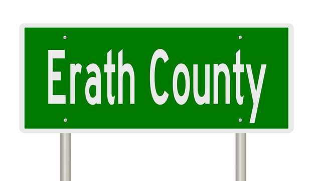 Rendering of a 3d green highway sign for Erath County