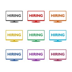 Word hiring color icon set isolated on white background
