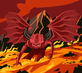 giant evil demon in magma hellfire