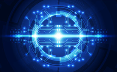 Vector Abstract futuristic circuit board global system, Illustration high digital technology blue color concept