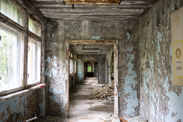 Fototapeta na wymiar Abandoned building in Prypiat, Chernobyl