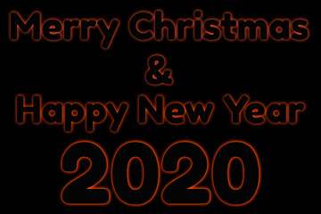 Mery Christmas and Happy New Year 2020 Black Background