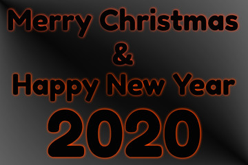 Naklejka na ściany i meble Mery Christmas and Happy New Year 2020 Black Background