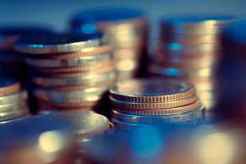 blank space and money coins for success , banking , finance and business concept background