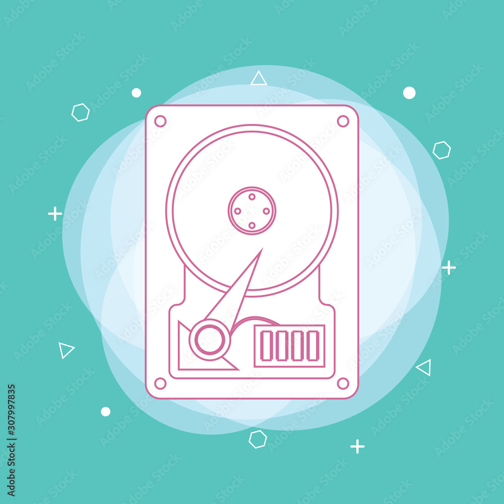 Poster flat hard drive disk icon for web. concept of line icon