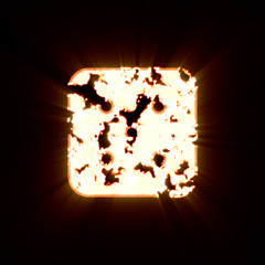 Fototapeta na wymiar Symbol dice five burned on a black background. Bright shine