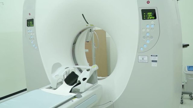 Room with white magnetic resonance tomograph