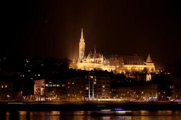 Budapest, Hungary - night Gellert Mountain view