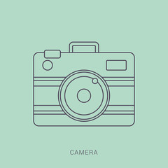 Camera icon, flat photo camera vector isolated