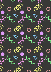 ファンシー　レトロ　80年代　パターン　背景