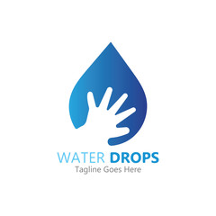 water drop in hand logo vector template symbol