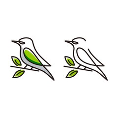 green bird and leaf logo design bundle
