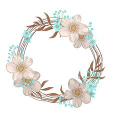 Flower wreath drawing - circle frame with flowers