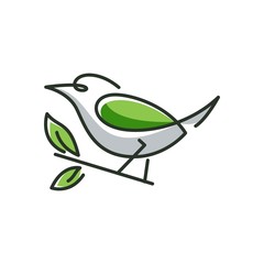 green bird and leaf logo design