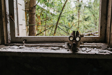Gas mask in Chernobyl, Ukraine