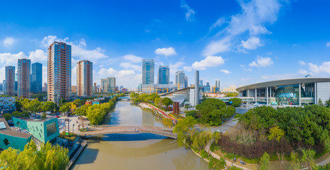 Aerial scenery at the Shanghai Science and Technology Museum, China