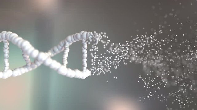Destructing DNA molecule. Loopable conceptual 3D animation