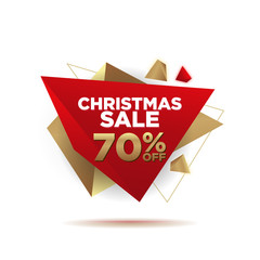 Christmas Sale Triangle Element Banner . Element with modern cool black gold red vector illustration