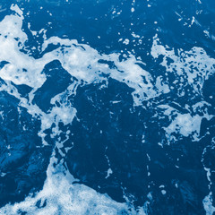Beautiful blue sea wave, top view, toned